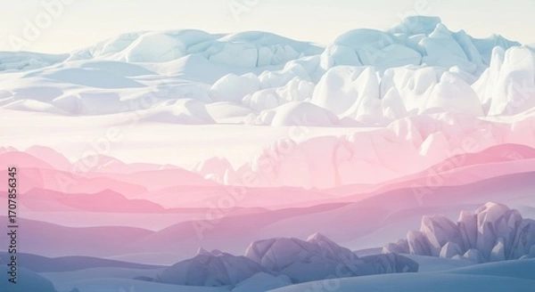 Obraz Dreamy pastel mountain landscape with soft clouds and gentle hues