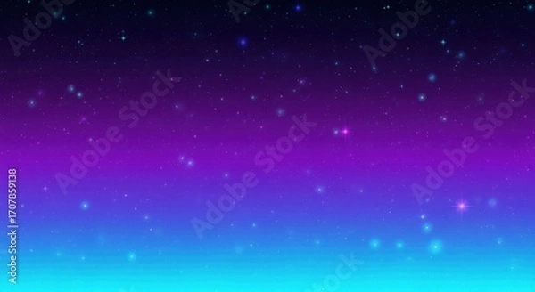 Obraz Vibrant gradient sky with falling stars and subtle sparkles