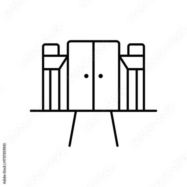 Fototapeta Entrance Doorway Line Icon: Building and Access