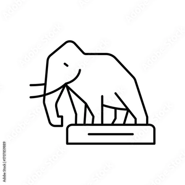Fototapeta Mammoth Prehistoric Animal Line Icon: Ice Age and History