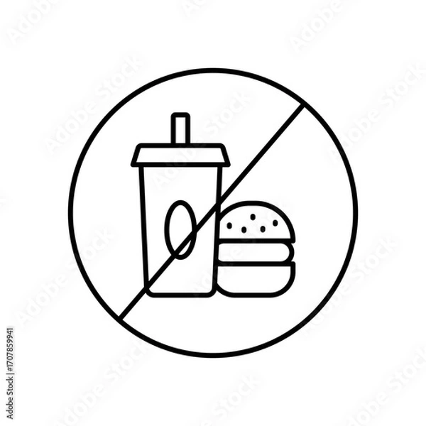 Fototapeta No Food Forbidden Line Icon: Rule and Prohibition