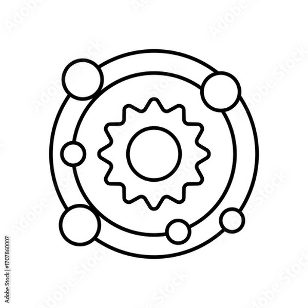 Fototapeta Solar System Planets Line Icon: Space and Astronomy