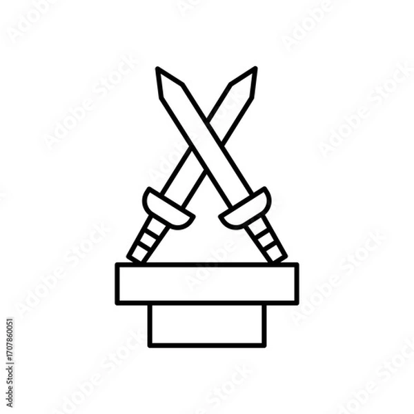 Fototapeta Sword Weapon Line Icon: Warfare and History