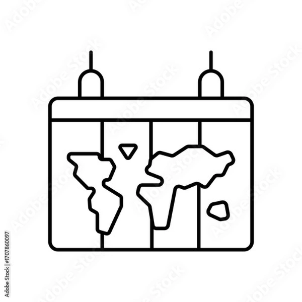 Fototapeta World Map Global Line Icon: Geography and Travel