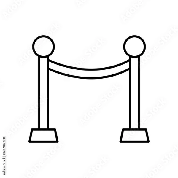 Fototapeta Barrier Rope Stanchion Line Icon: Security and Crowd Control
