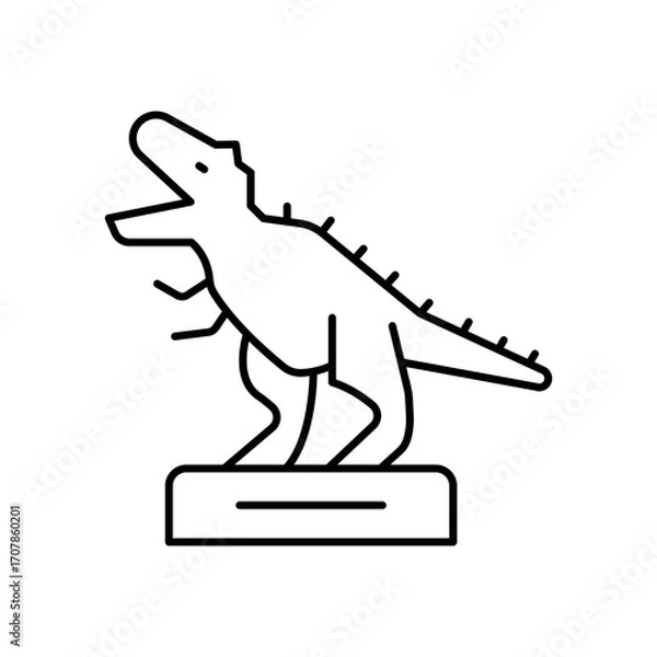 Fototapeta Dinosaur Fossil Line Icon: Prehistoric Life and Museum