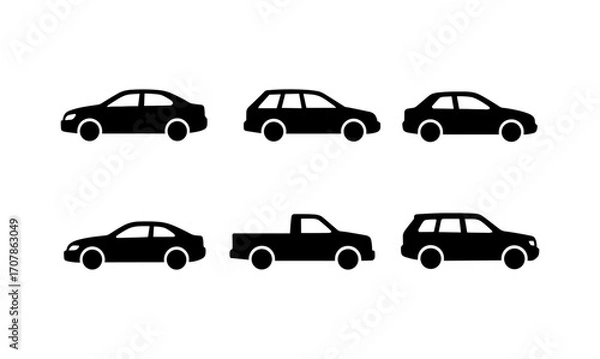 Obraz Flat car silhouettes in simple vector style for creative design projects