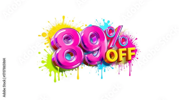 Fototapeta 89% Off Sale! Vibrant Colorful Discount Banner with Paint Splatter Design
