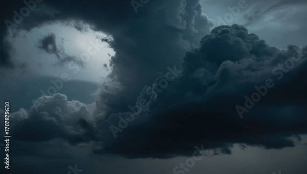 Fototapeta Stormy cloudy sky background, dramatic gray clouds, moody and intense atmosphere, cinematic feel.