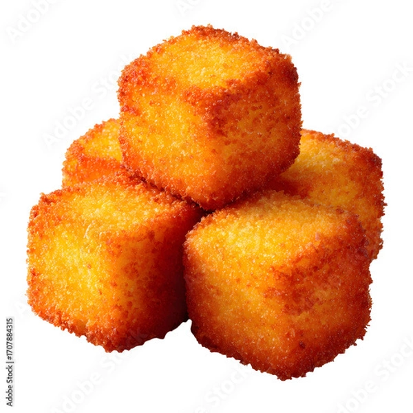 Obraz Crispy Golden Fried Cheese Cubes A Delicious and Appetizing Snack, Perfect for Any Occasion