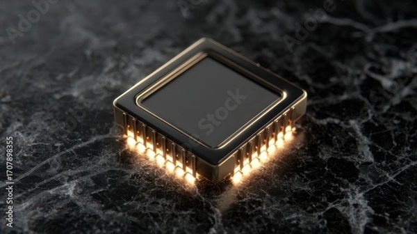 Fototapeta Glowing Microchip on Marble