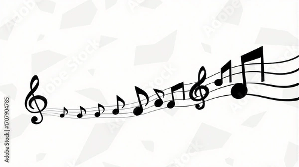Fototapeta Musical Notes on White Background with Treble Clef