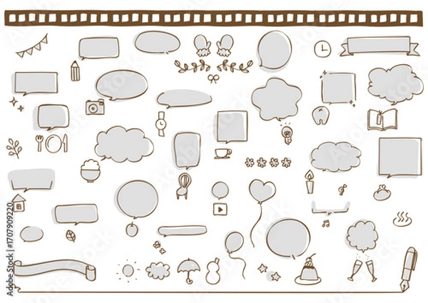 Obraz 手描きのふきだしフレームセット