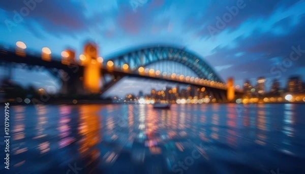 Fototapeta Blurred Lights, Bold Strokes  An Abstract Take on the Iconic Harbour Bridge