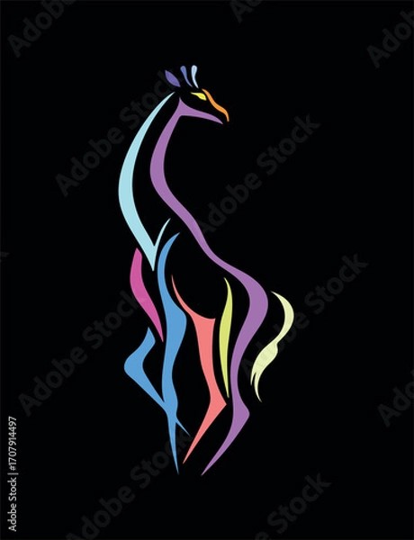 Fototapeta Colorful Giraffe Abstract Art Vector Illustration

