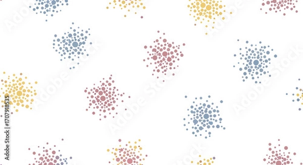 Fototapeta Colorful Abstract Pattern with Dotted Clusters on White Background.
