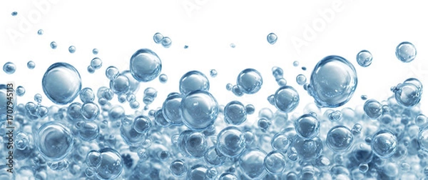 Fototapeta Air bubbles in fresh water stream, isolated on transparent cutout background
