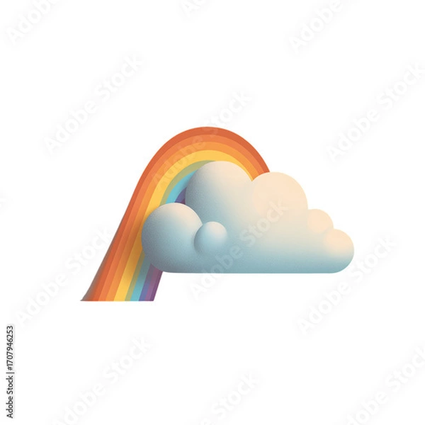 Fototapeta Colorful Rainbow Arching Over Fluffy Cloud Against a Dark Background