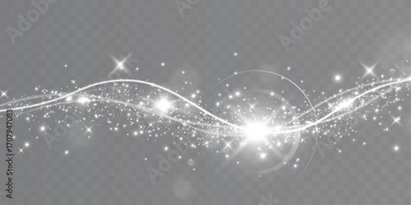 Fototapeta Sparkling star light background glitter glow magic effect transparent overlay vector.
