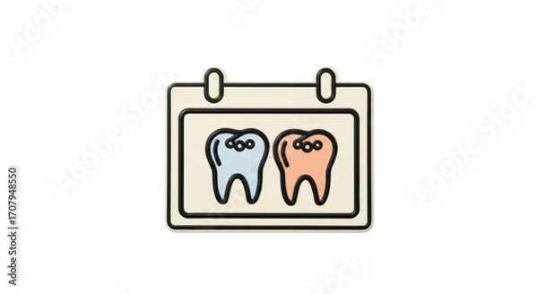 Fototapeta Isolated Oral care appointment scheduled calendar with teeth for reminder date icon, teeth, dentist