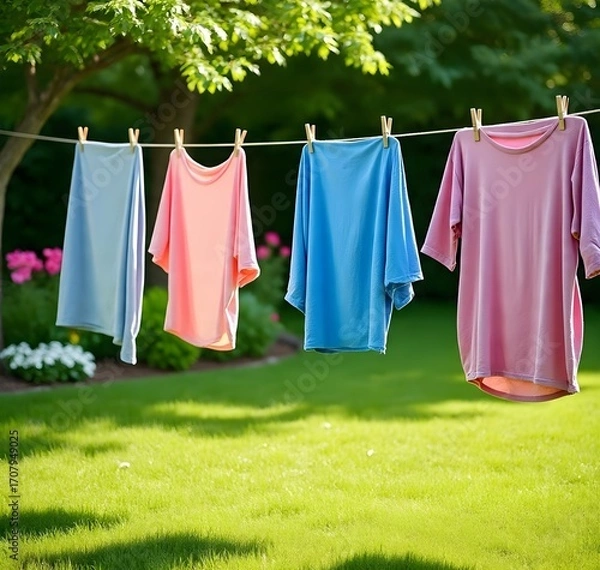 Obraz clothes drying on a clothesline