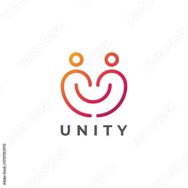 Fototapeta Minimal together unity logo diversity community together colorful