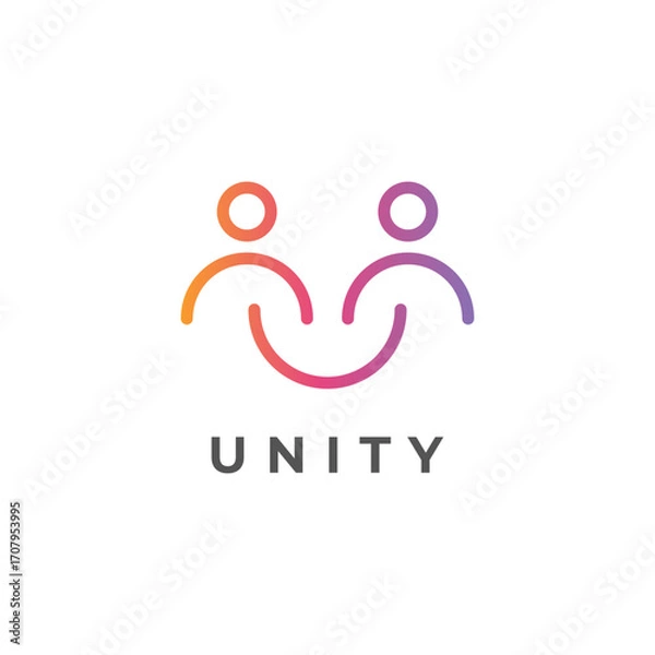 Fototapeta Minimal together unity logo diversity community together colorful