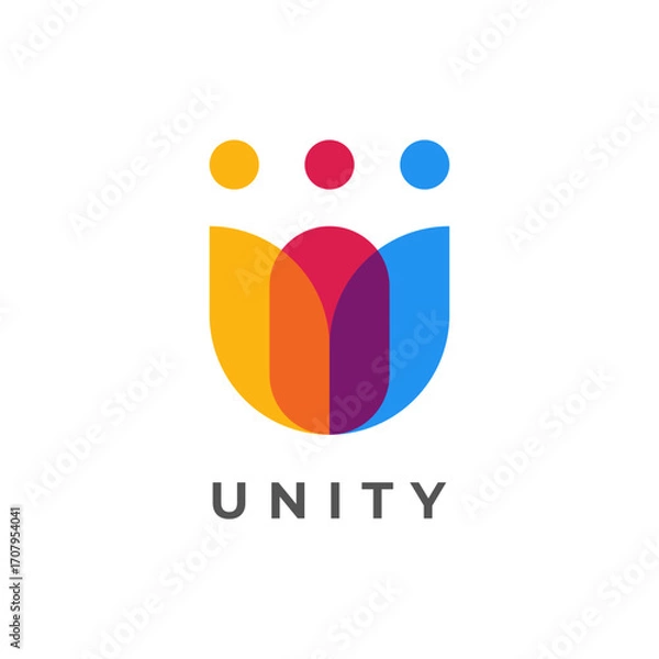Fototapeta Minimal together unity logo diversity community together colorful