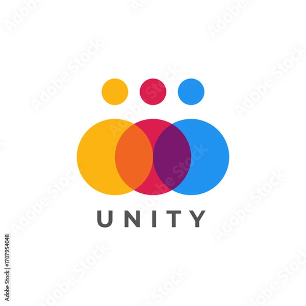 Fototapeta Minimal together unity logo diversity community together colorful