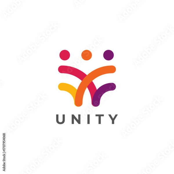 Fototapeta Minimal together unity logo diversity community together colorful