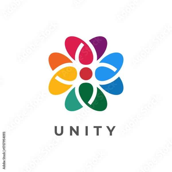 Fototapeta Minimal together unity logo diversity community together colorful