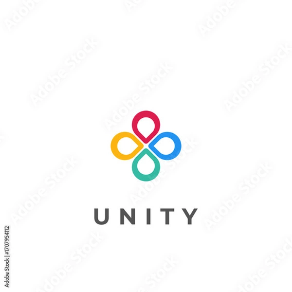 Fototapeta Minimal together unity logo diversity community together colorful