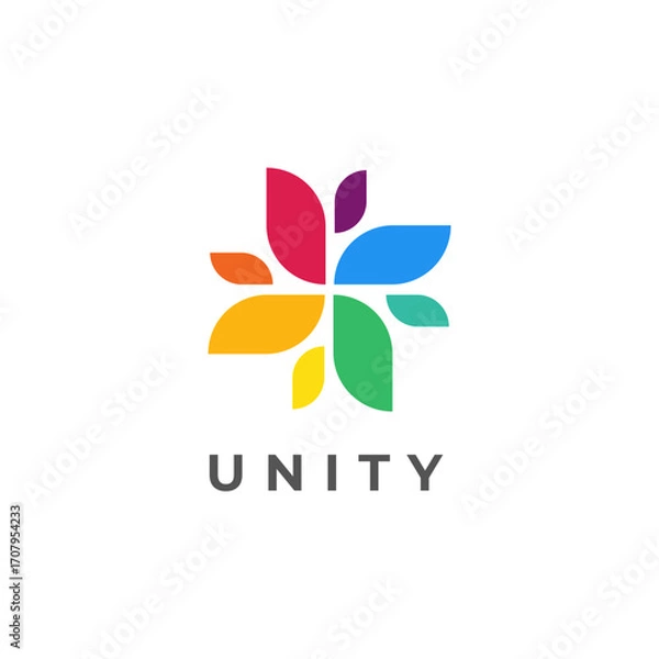 Fototapeta Minimal together unity logo diversity community together colorful