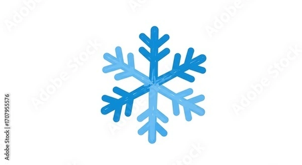 Fototapeta Blue Snowflake Illustration on White Background with Winter Design, and Christmas Season.
