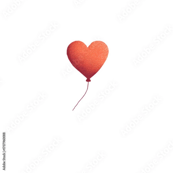 Fototapeta Orange Heart-Shaped Balloon Floating Against a Simple Background