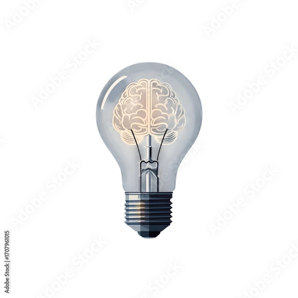 Fototapeta Light Bulb with Brain Design Symbolizing Creativity and Innovation