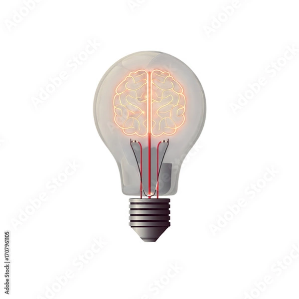Fototapeta Light Bulb with Brain Design Symbolizing Creativity and Innovation