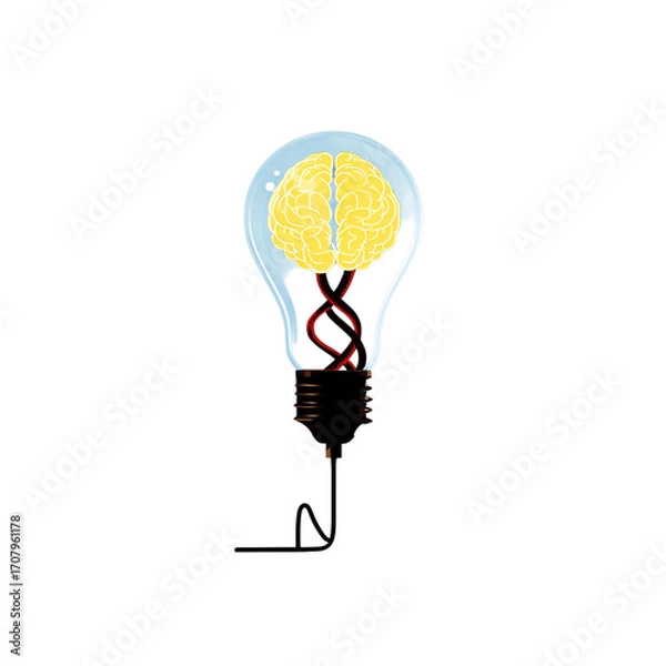 Fototapeta Creative Concept of Light Bulb with Brain and Ideas Concept