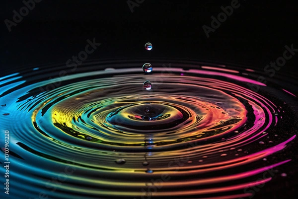 Fototapeta カラフルな水の波紋
