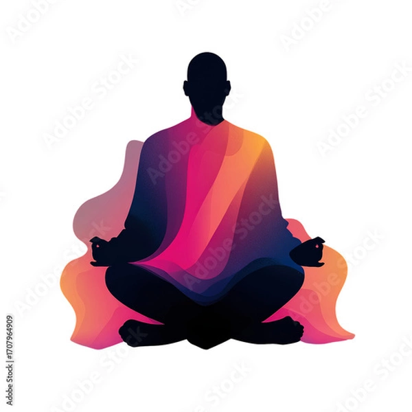 Fototapeta Colorful Abstract Meditation Silhouette with Flowing Design Elements