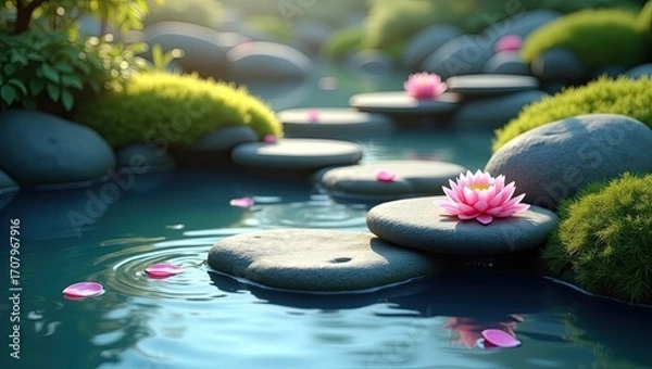 Obraz spa stones and flower