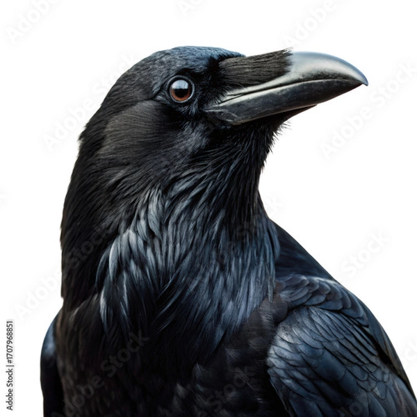 Fototapeta Head portrait of a crow bird on png crow png bird png head portrait png animal png wild png transparent background