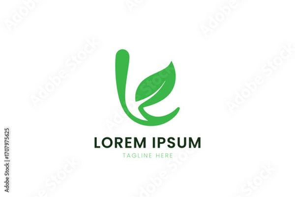 Obraz Minimalist green leaf logo design simple nature eco-friendly business identity symbol