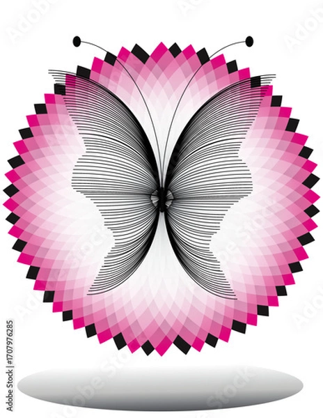 Fototapeta vector illustration of a butterfly on pink and black flower