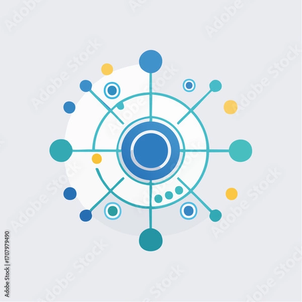 Obraz Abstract geometric design showcasing interconnected nodes and radial patterns in a digital context