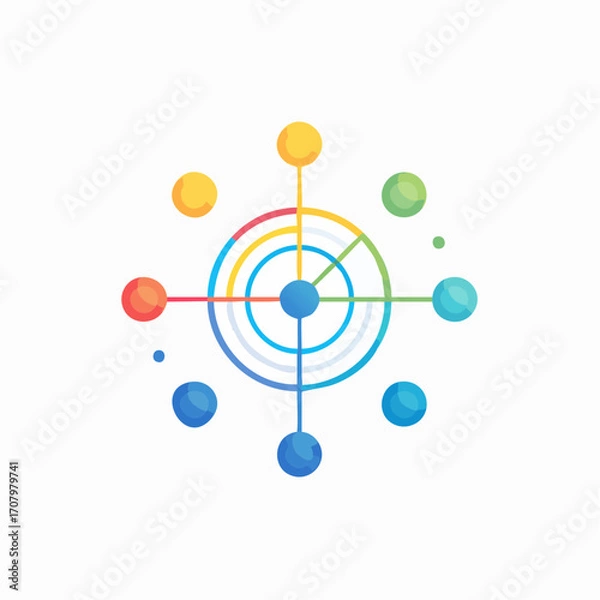 Obraz Abstract Geometric Illustration Depicting Connected Data Points in a Circular Network