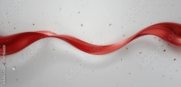 Fototapeta Curved Leaf  Red on White, Flowing Design   Minimalist, Artistic