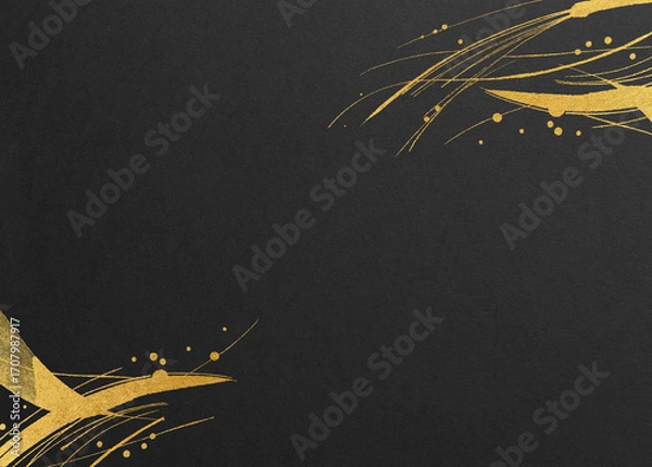 Fototapeta 金色の毛筆アートのある和風背景