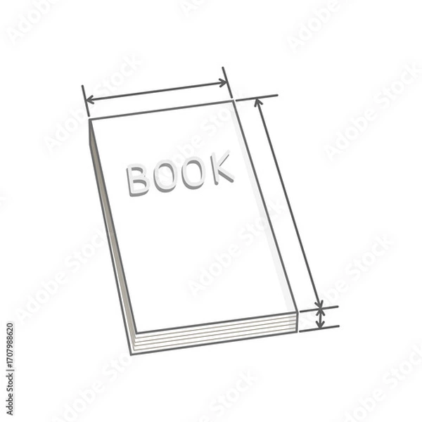 Fototapeta 寸法線が入った、白色の閉じた本