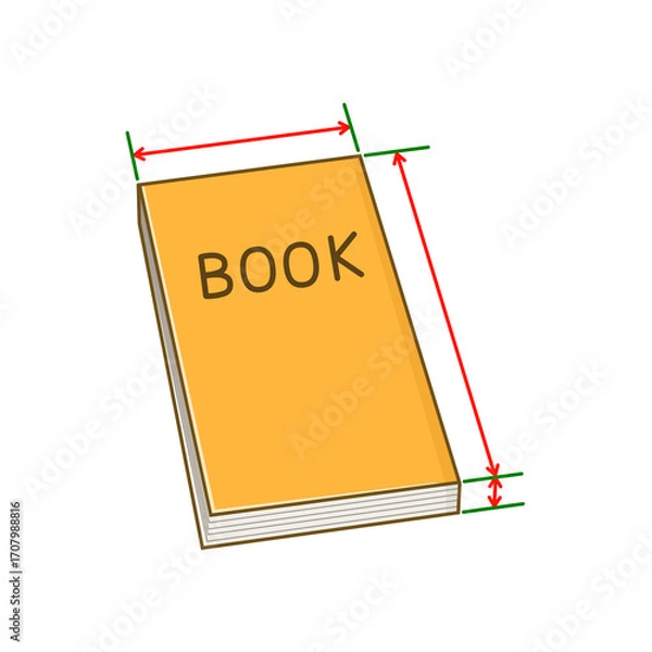 Fototapeta 寸法線が入った、オレンジ色の閉じた本